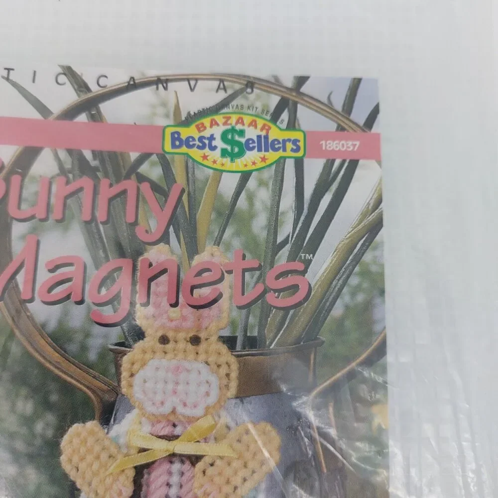 Bunny Egg Cross Stitch Magnets Easter Plastic Canvas Kit by House White